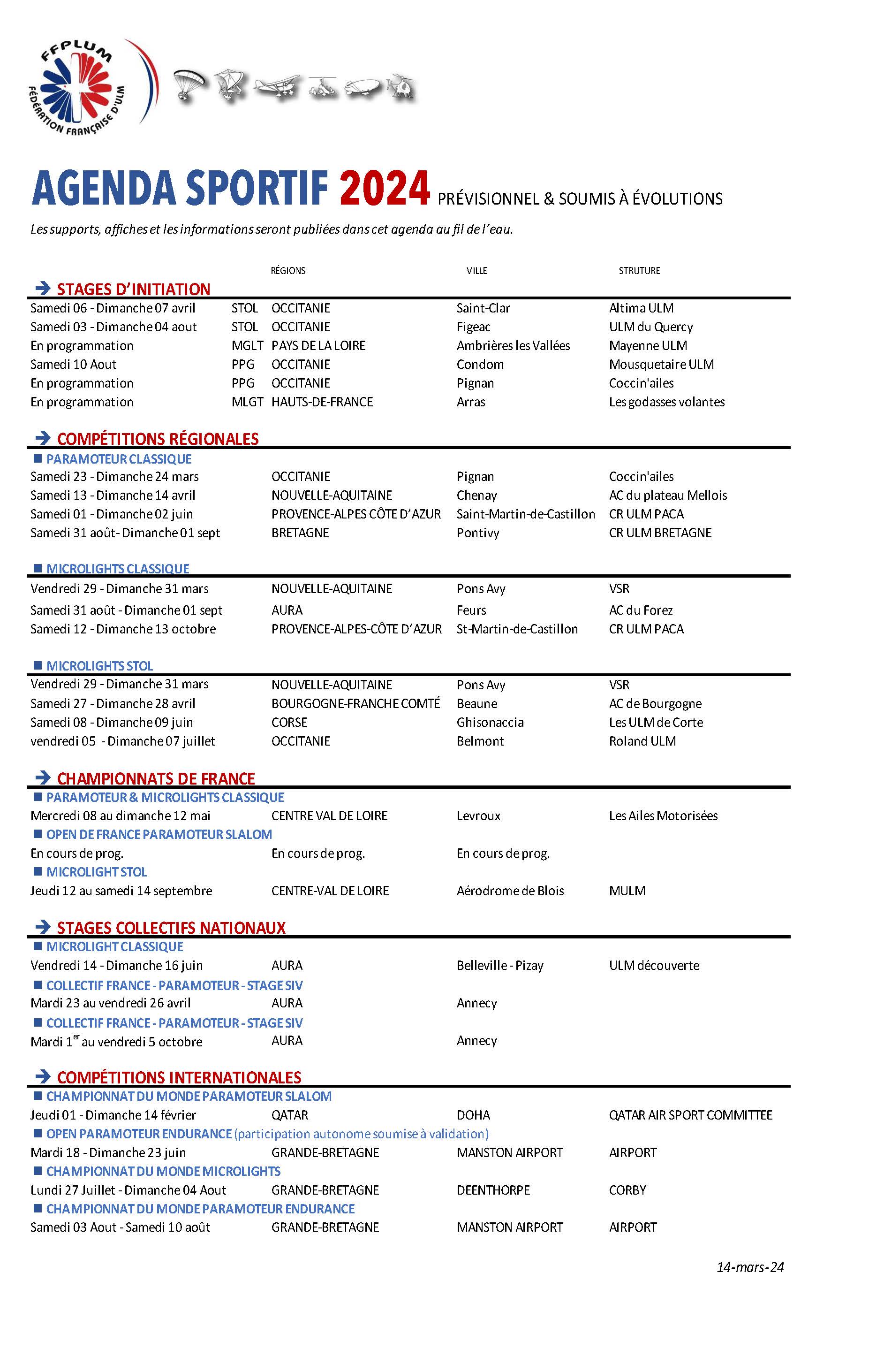 Sports Calendar 2024
