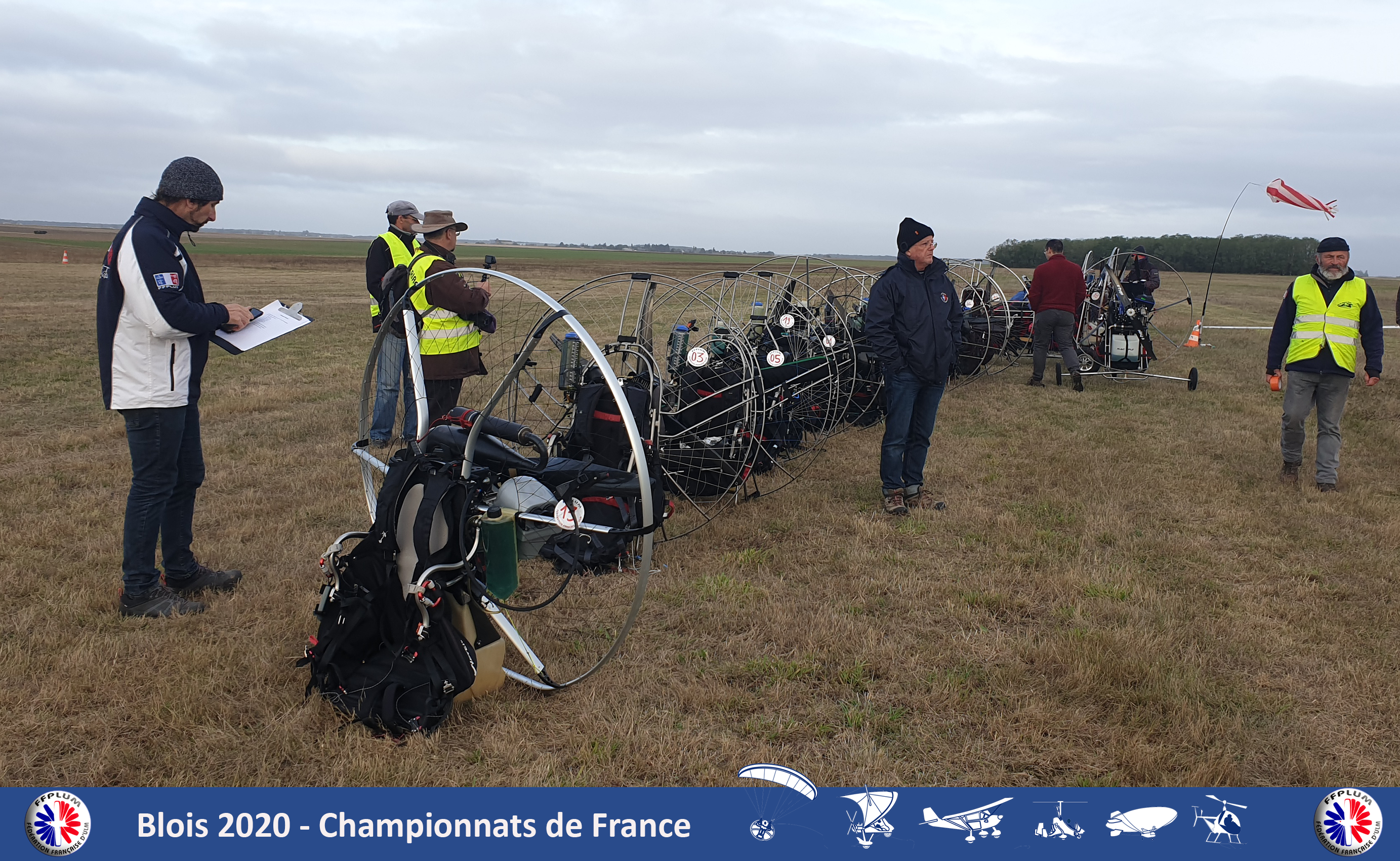 Paramotors on the ground before an event