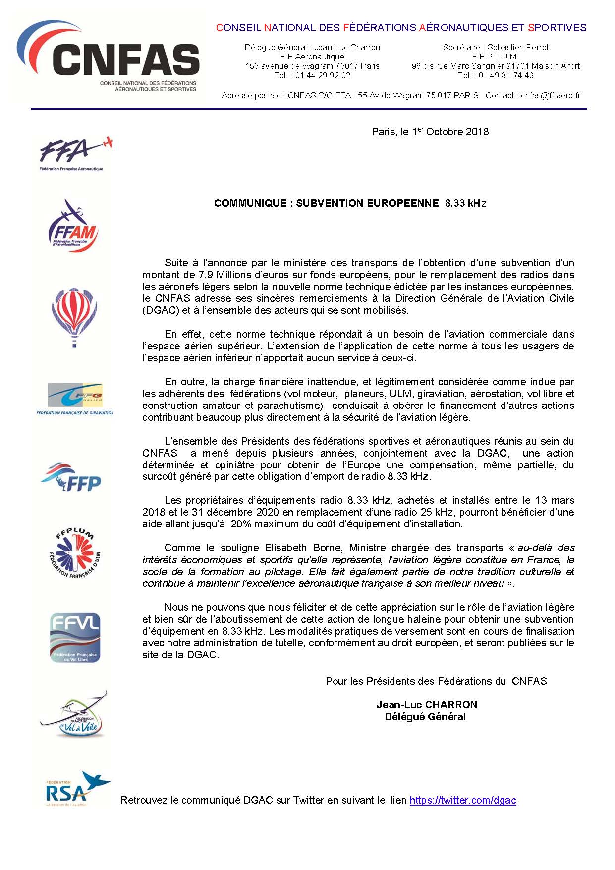 PRESS RELEASE 8.33 European subsidy